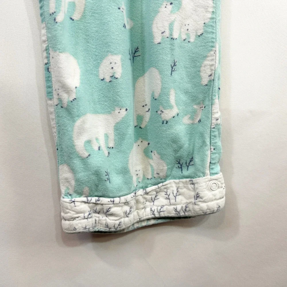 Munki‎ Munki Large Pajama Set Flannel Polar Bear Blue Womens Novelty Holiday 528